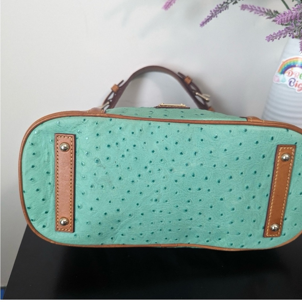 Dooney and Bourke Ostrich Embossed Leather Hobo Handbag in Spearmint - Picture 3 of 5